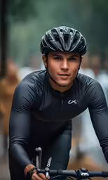 a man riding on the back of a bicycle