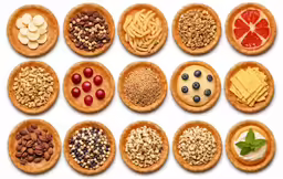 a collection of various different kinds of food