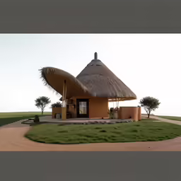 a very simple house in the middle of a field