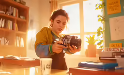 a woman taking a picture with a camera