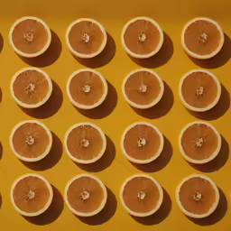 some orange slices on a yellow surface