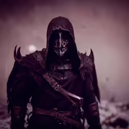 the grime is wearing a horned mask with horns