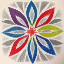 a drawing that has been colored and in a circle