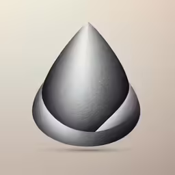 a grey tear shaped object with a neutral background