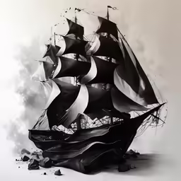 a pirate ship that is sailing in the water