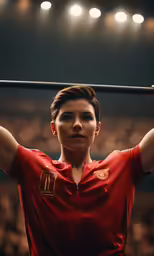 a woman lifting a bar above her head