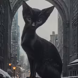 a black cat is sitting in an archway