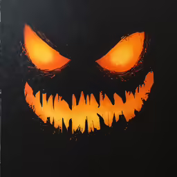 the pumpkin painted on the side of the wall is showing scary eyes