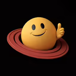 this image is of an orange smiling ball with its hand out to it