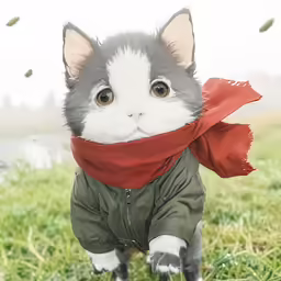 a little kitten dressed up like a pilot