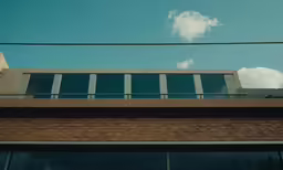 the view of a building roof from below