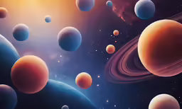a large group of planets and stars in the background