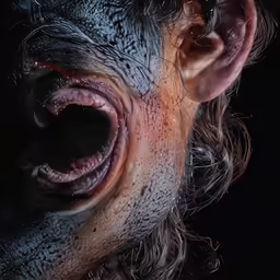 an evil looking man with big teeth