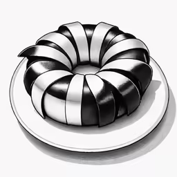 a black and white drawing of a bundt cake