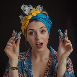 a woman holding up her fingers with two nail polishes