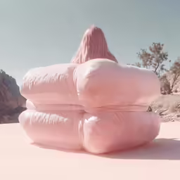the pink foam is stacked on top of each other
