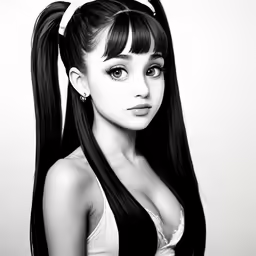 a black and white picture of a woman with long hair