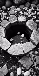 a hole in the ground that has water in it