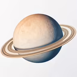 a white saturn, with three rings and a white background