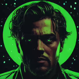 the poster for a movie with the face of an man,a close up of a person with blue eyes