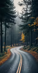 the long road in the forest is empty
