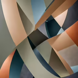 the geometrical shapes are arranged to create a curved design