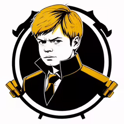 a male with a gun on his shoulder in a circle