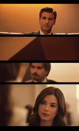 a couple is standing in a room and one is looking at the camera