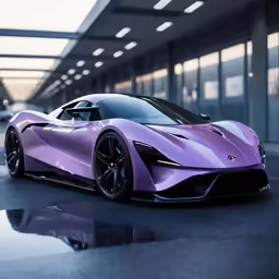 a very pretty pink car on the floor