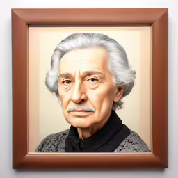 a portrait of an older person taken on the white background