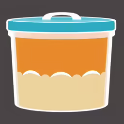 an illustration of a container with oranges and eggs