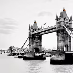 black and white photo of the london bridge