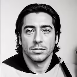 black and white photograph of man posing for camera
