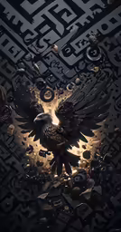 an eagle in the middle of an elaborate pattern