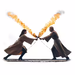 two people are playing with a ring and fire
