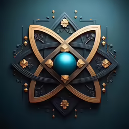 an image of a decorative gold design on black background