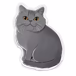 a sticker of a cat with brown eyes