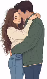 a cartoon of a man and woman kissing
