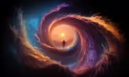 man standing on a wave looking towards the horizon
