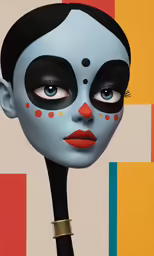 a woman with makeup painted blue and black
