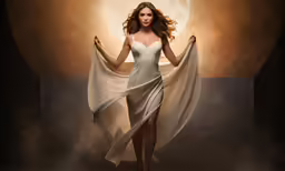 the beautiful young woman is dressed in an artistic fashion