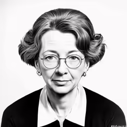 an older woman wearing glasses and white shirt