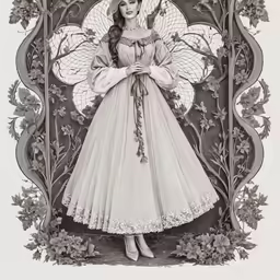a drawing of a girl with her arms around a frame