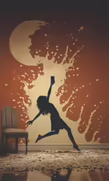 the girl is jumping with her foot up