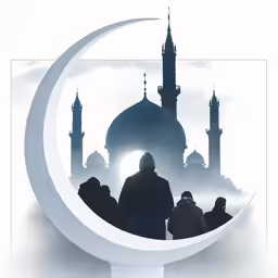 the book cover of a muslim man standing in front of a mosque