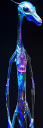 a neon statue is lit up and ready for display,a sculpture made out of plastic and plastic material