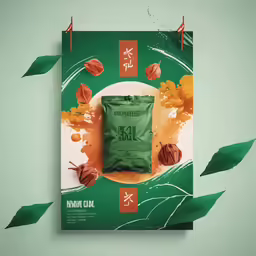 a book with a paper bag on it sitting in the middle of leaves