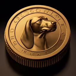 the gold dog coin is shaped like a golden labrador