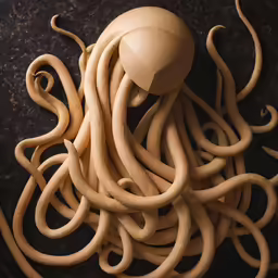 an octopus is placed in the shape of a bunch of rubber noodles