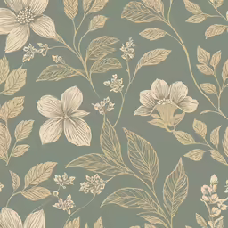 flowers and leaves with green background